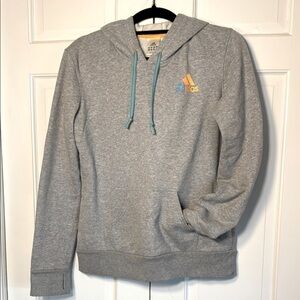 NWOT adidas Gray Hoodie with Turquoise and Yellow Accents Super Cute!